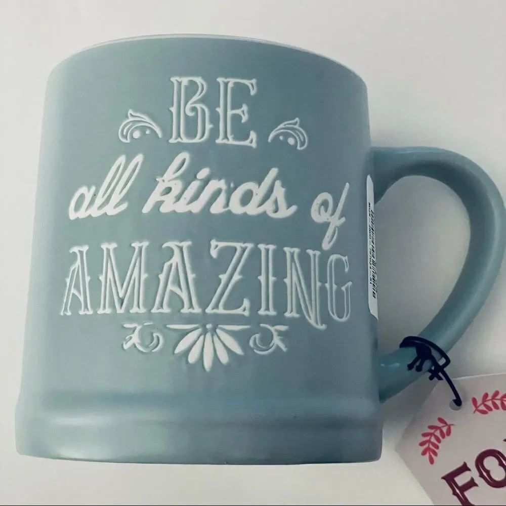 NWT Sheffield Home Blue/White Inspirational Graphic Mug Be all kind of Amazing!!